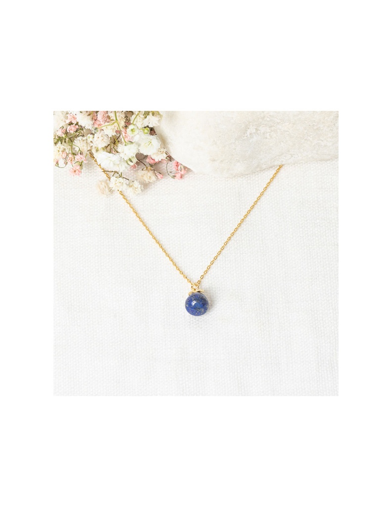 Collier 'Raven' Lapis et laiton doré (3C/S0749Bj)