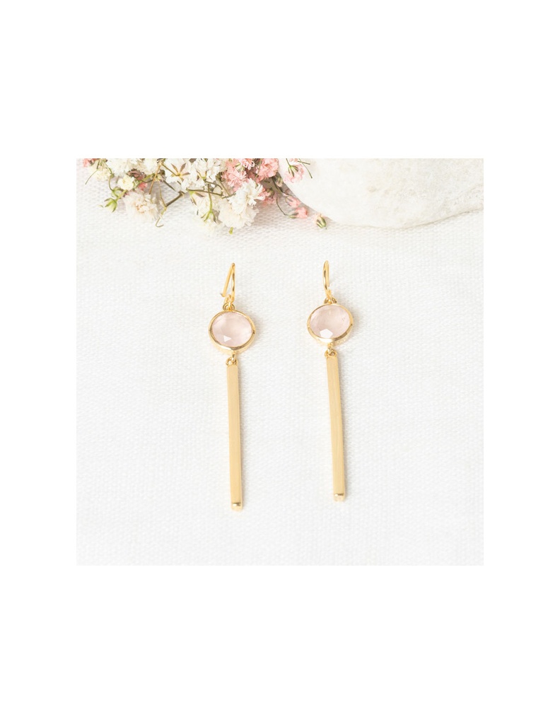 Boucles d'oreilles Solange Quartz Rose (3E/C366Roj)