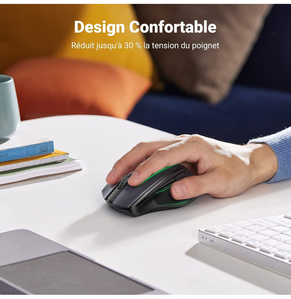 Souris sans fil Ugreen Design Ergonomique Noir