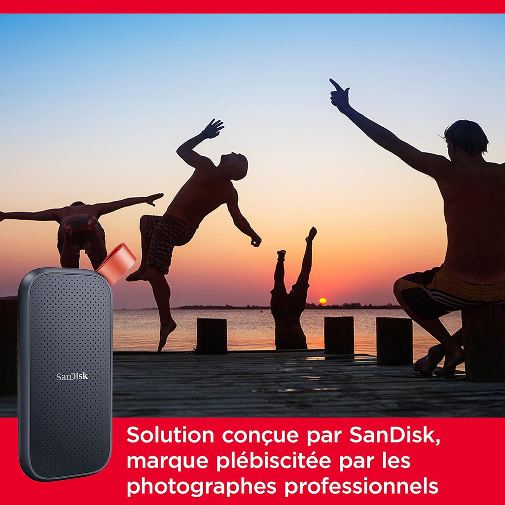 Disque dur portable SanDisk SSD 2To 520 Mo/s (SDSSDE30-2T00-G25)