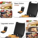 General Panini 3 En 1, Sandwich Maker Et Gaufrier, Plaques Antiadhésives, Grille viande Multifonction, 1200W