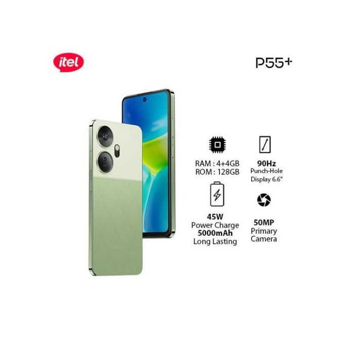 Itel P55+ 8GB(4+4GB)/128GB, 45W, 50MP, 6.6” | Royal Green