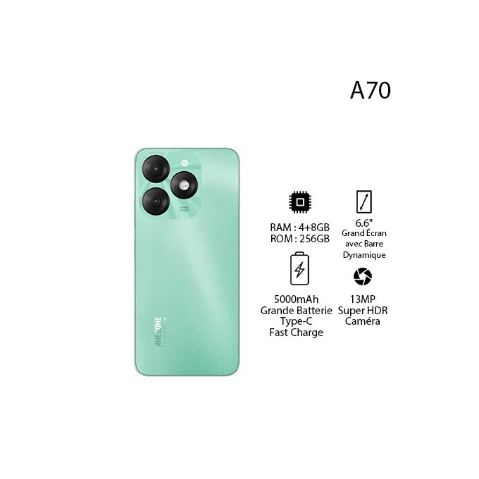 Itel A70 6.6" HD+ 12GB RAM(4+8) | 256GB ROM - 5000mAh | Field green