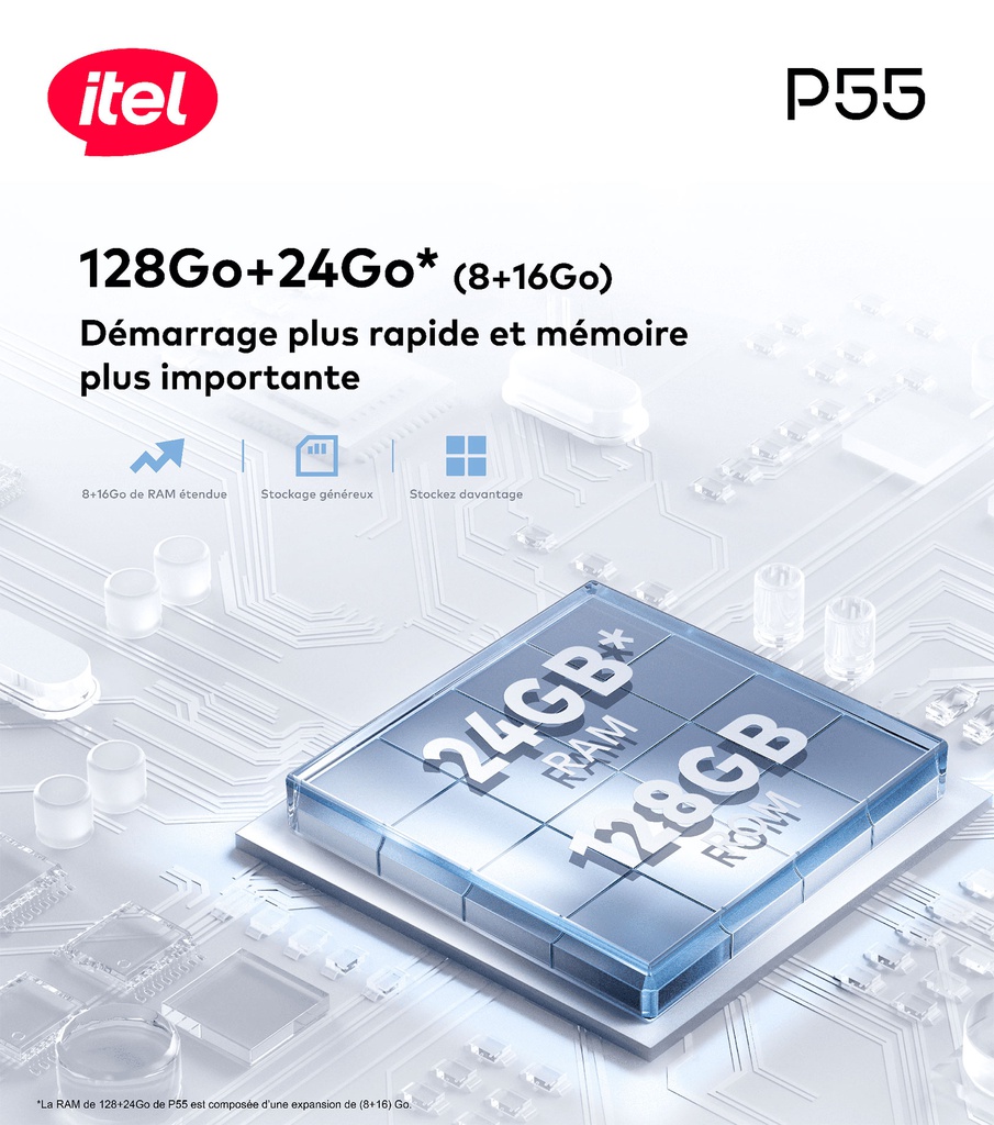 Itel P55 24GB(8+16GB)/128GB, 50MP, 6.6” HD+ 90Hz, 18W, Moonlit Black
