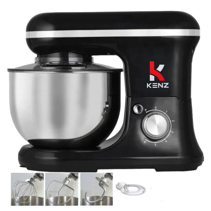 Kenz Robot Cuisine Pétrin avec 6 vitesses + Bol 5L en Inox Noir