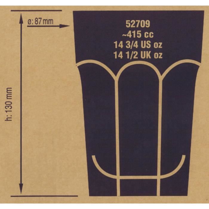 Gobelet Casablanca Tempered Tall Cl 42 Pasabahce H 13 Ø Cm 8.7 Pack De 12