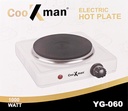Plaque de cuisson Cookman 1 feu électrique 1000w Blanc