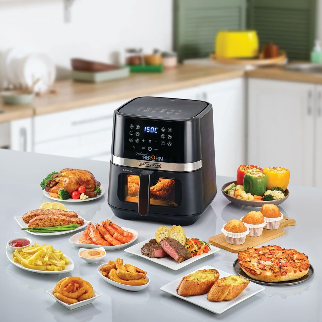 Black+Decker Aerofry Grand Digital Air Fryer, 5.6L 12 en 1 pavé tactile (AF5800-B5)