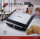 Panini Grill Toast Granit Céramique 2000W Pro Antiadhésif sans huile ni beurre Noir