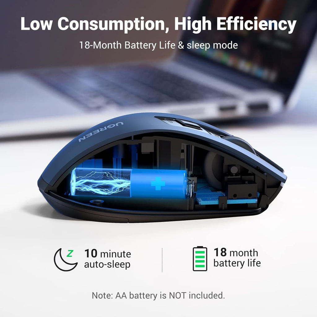 Souris sans fil Ugreen Design Ergonomique Bleu (15064)