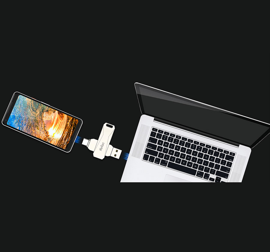 Clé USB 128Go à double interface Type-C + USB-3 NETAC U782C