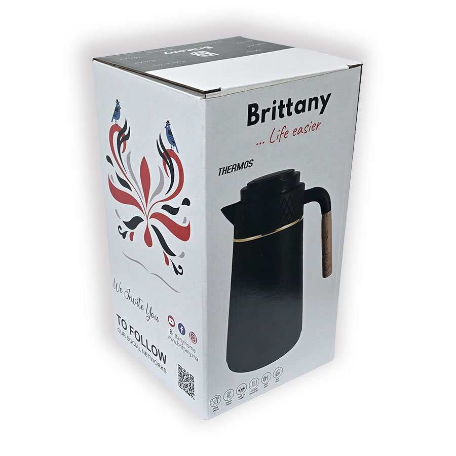 Thermos 1L, Chaud & Froid, Blanc Brittany motif