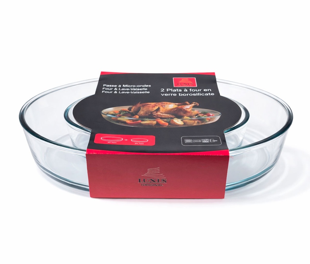 2 Plats à four en verre Borosilicate ovale