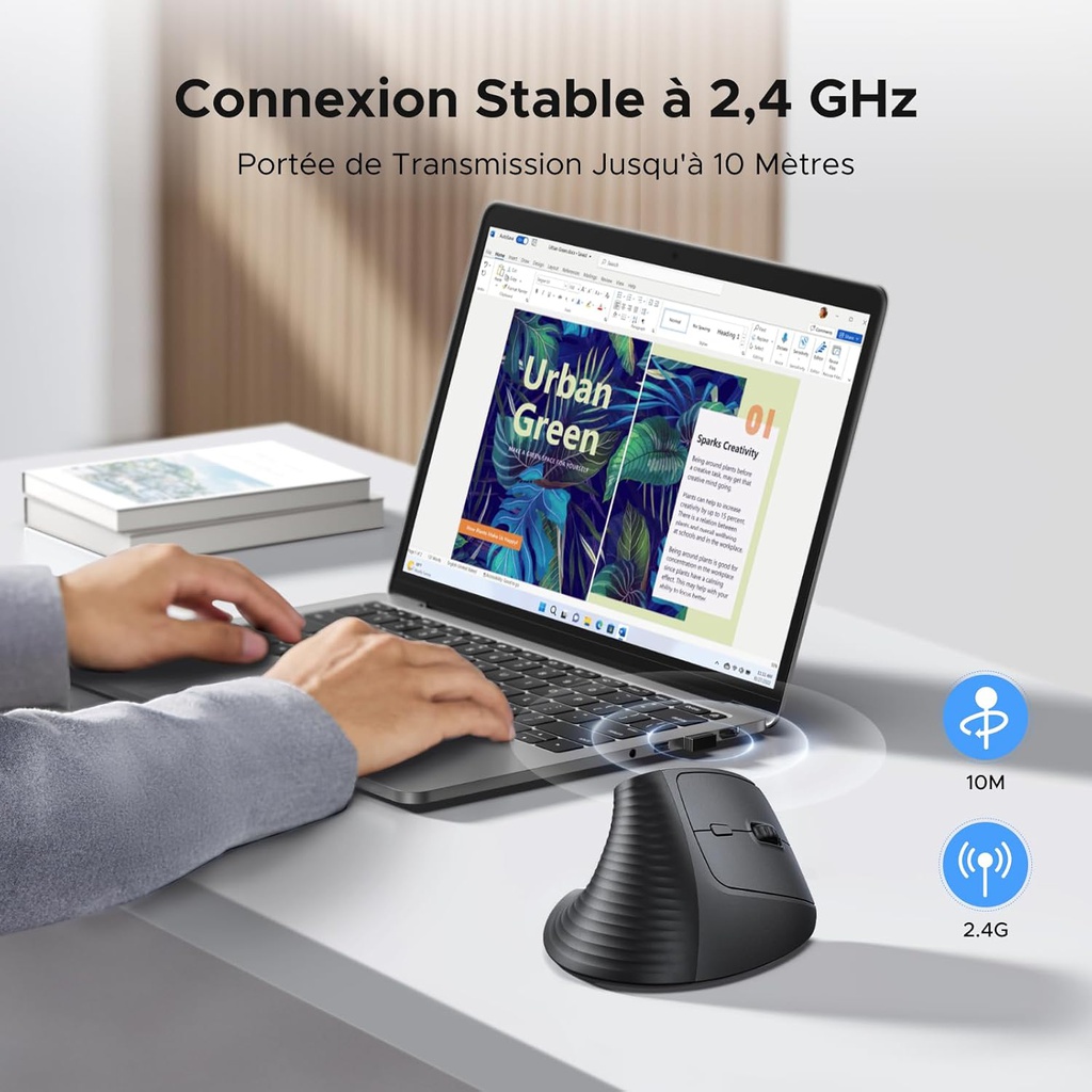 UGREEN Souris sans fil M571 vertical ergonomique 2.4ghz (55916)