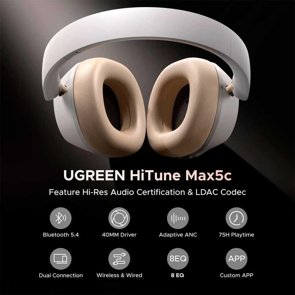 Ugreen Casque Bluetooth HiTune Max5C avec Réduction de Bruit Active (ANC) (35758)