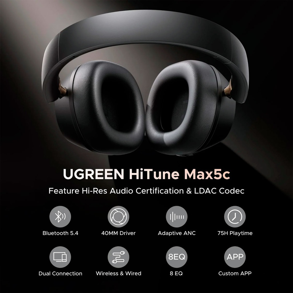 Ugreen Casque Bluetooth HiTune Max5C avec Réduction de Bruit Active (ANC) (35757)