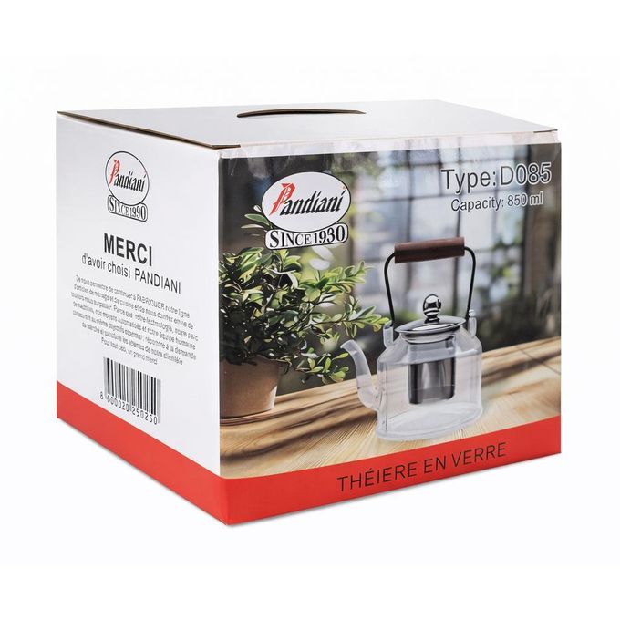 Pandiani Théière en verre - 650ml - Résistante au feu - Filtre en acier inoxydable