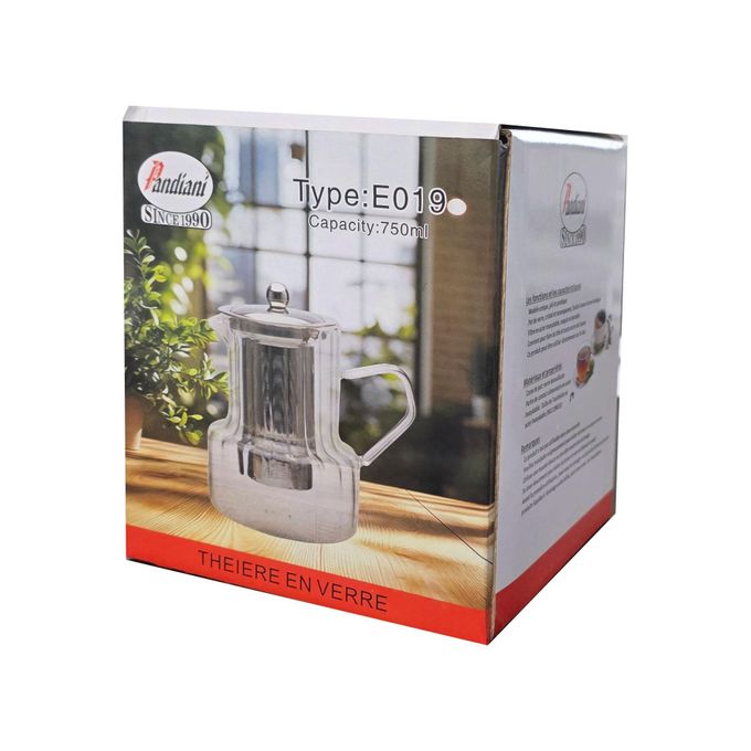 Pandiani Théière en verre - 750ml - Résistante au feu - Filtre en acier inoxydable