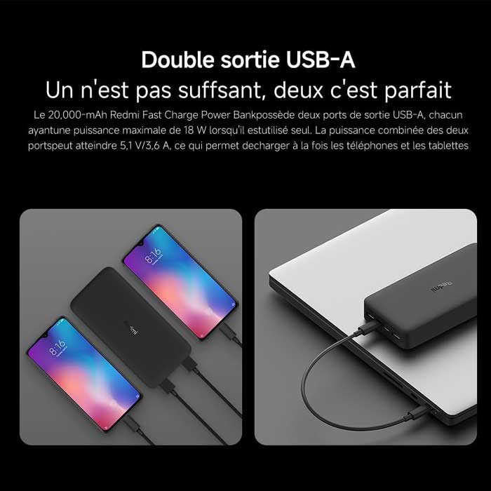 Batterie Externe Xiaomi Redmi Power Bank 20000mAh