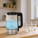Luxus Bouilloire Électrique en Verre 1,8 Litre – 1500W – Éclairage LED Bleu – Arrêt Automatique – Design Inox & Verre