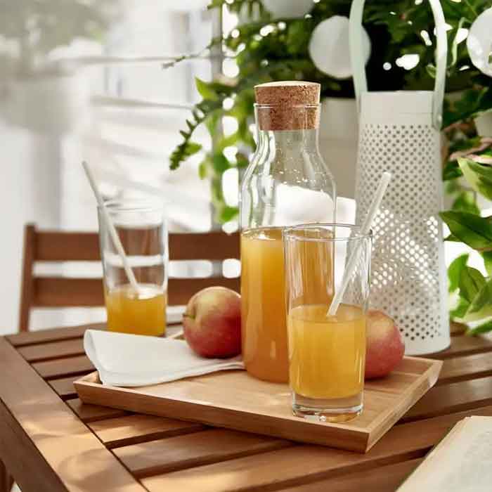 Luxus Bouteille, Carafe individuelle en verre transparent avec bouchon en liège 500ml