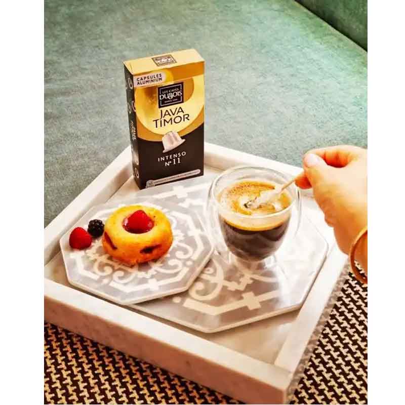 Boîte de 10 capsules de café Les Cafés Dubois Java Timor Intenso N°11 pour expresso ultra-corsé - Bazarcom Maroc