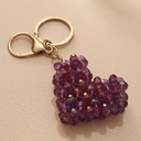Porte-clés DORÉA fait main couleur purple en perles effet cristal, charme de sac élégant et léger avec mousqueton doré