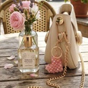 Charme de sac DORÉA rose fait main avec perles en faux crystal et mousqueton doré en acier inoxydable, accessoire élégant et léger pour sac et clés