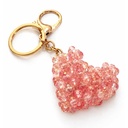 Charme de sac DORÉA rose fait main avec perles en faux crystal et mousqueton doré en acier inoxydable, accessoire élégant et léger pour sac et clés