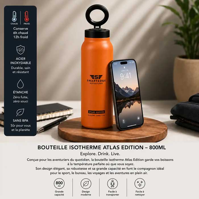 bouteille-isotherme-smartedge-atlas-edition-800ml-support-telephone-bazarcom-maroc