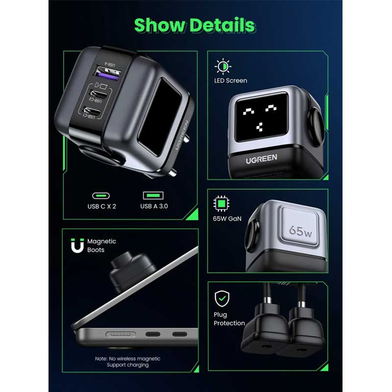 Chargeur UGREEN Uno 65W GaN 3 Ports