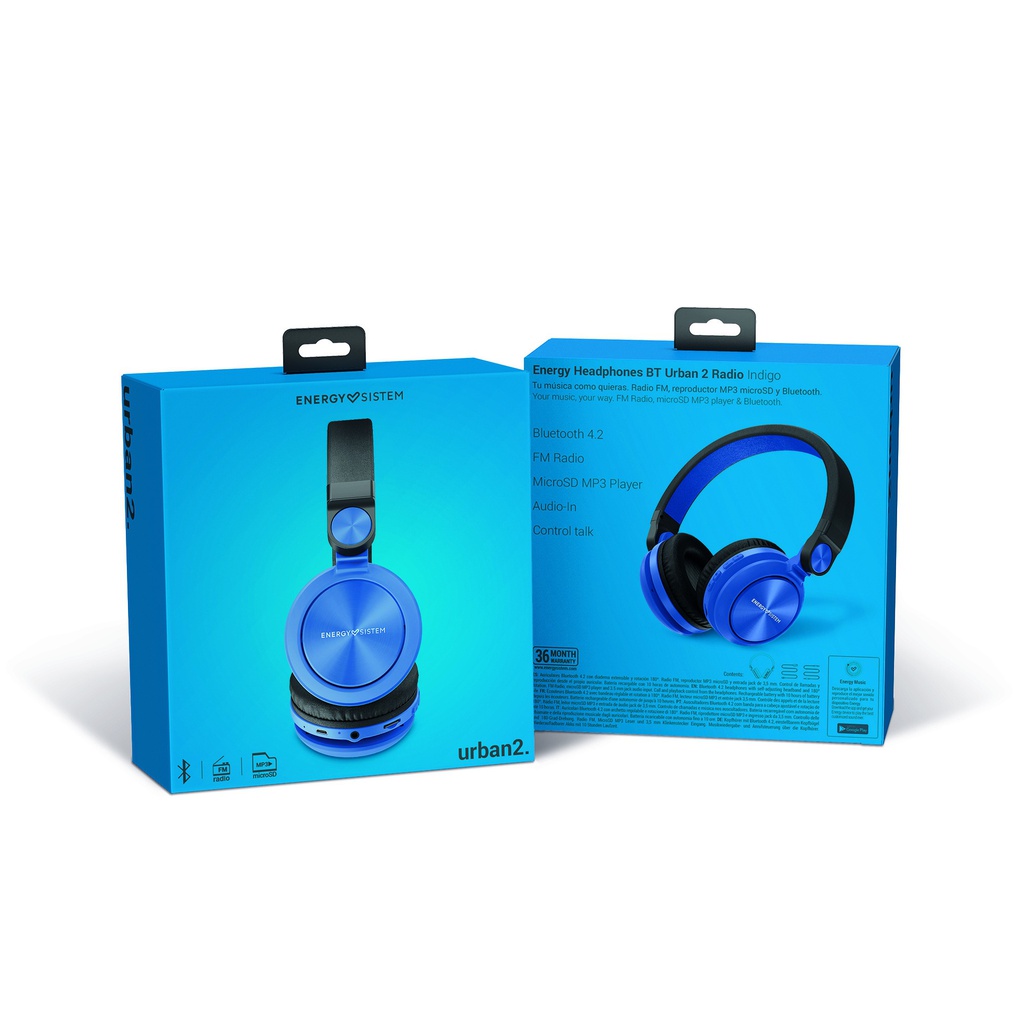 Casque Bluetooth Energy Sistem Urban 2 Radio Indigo (8432426448142)