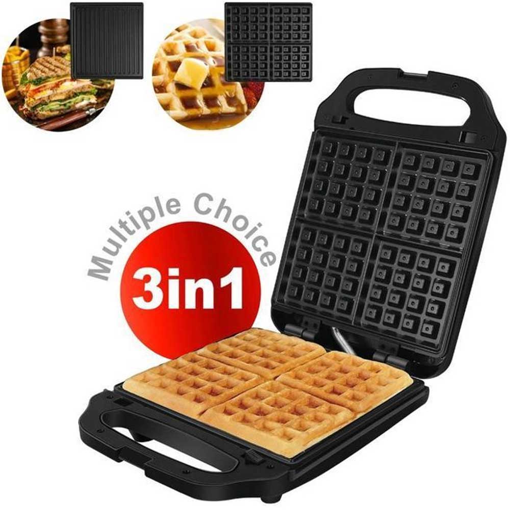 General Panini 3 En 1, Sandwich Maker Et Gaufrier, Plaques Antiadhésives, Grille viande Multifonction, 1200W