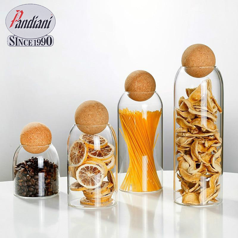 Bocaux de rangement Verre Liège 4 pièces PANDIANI