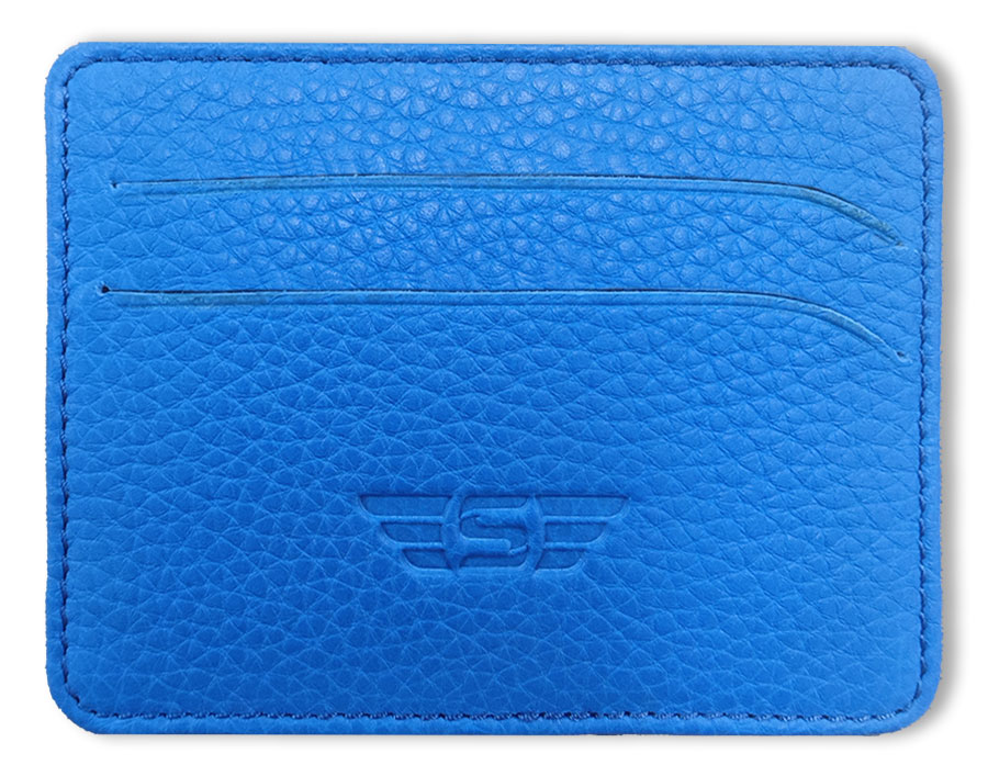 Porte carte cuir véritable bleu Legend