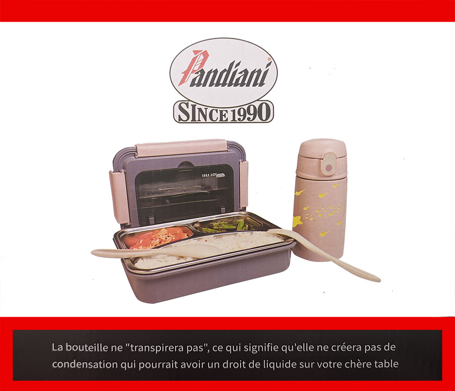 Lunch Box Pandiani avec Bouteille Rose