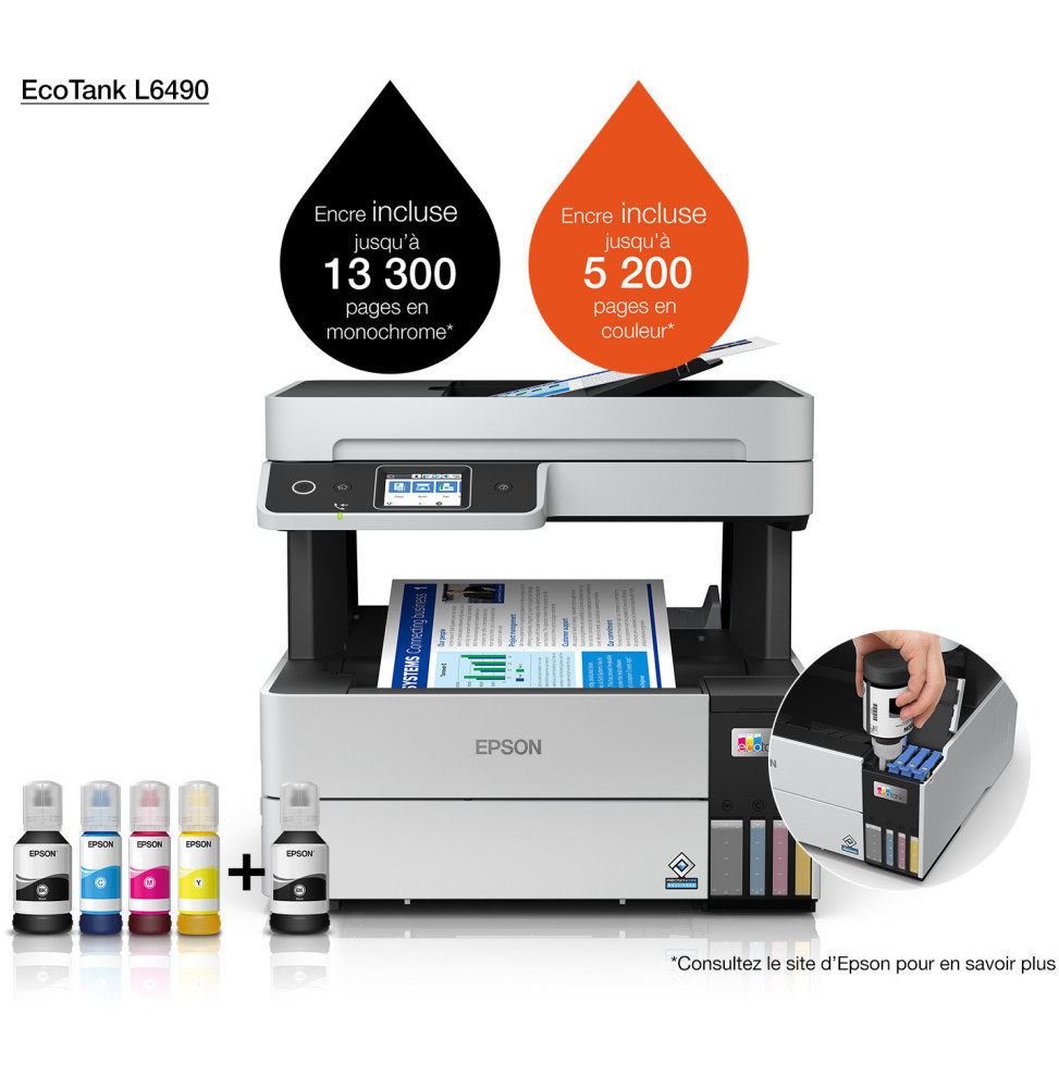 Epson EcoTank L6490 Imprimante multifonction à réservoirs rechargeables (C11CJ88404)