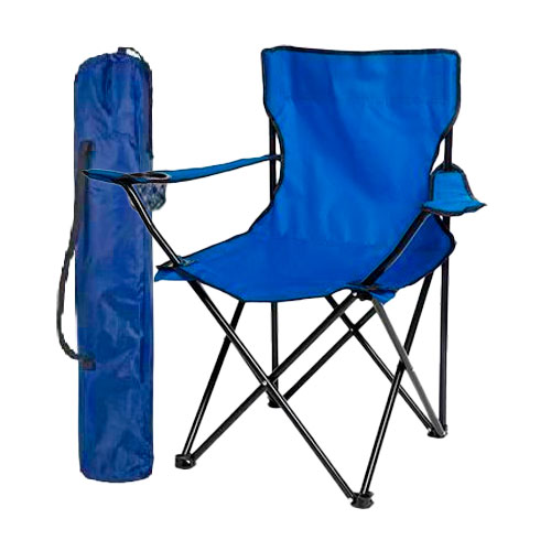 Chaise de plage ou camping Premium pliante avec sac et porte-gobelet, Bleu