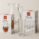 Pack carafe en verre 2 Litres + 6 verres TUBO 31 cl