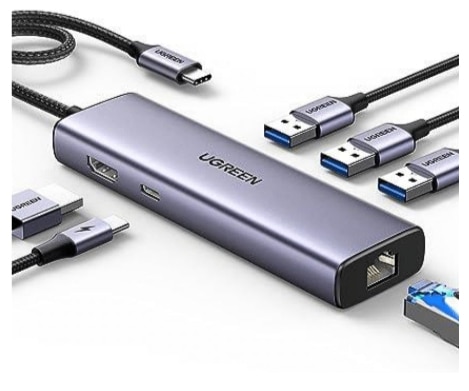 Ugreen HUB USB-C 6 en 1 Supporte PD (Power Delivery) 100W Recharge (15598)