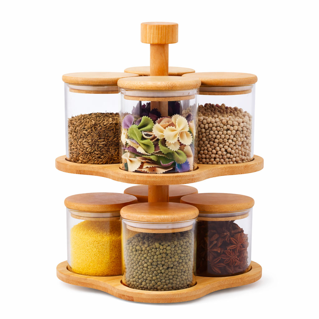 Kenz Pots à épices, service à épices 8 pièces avec support