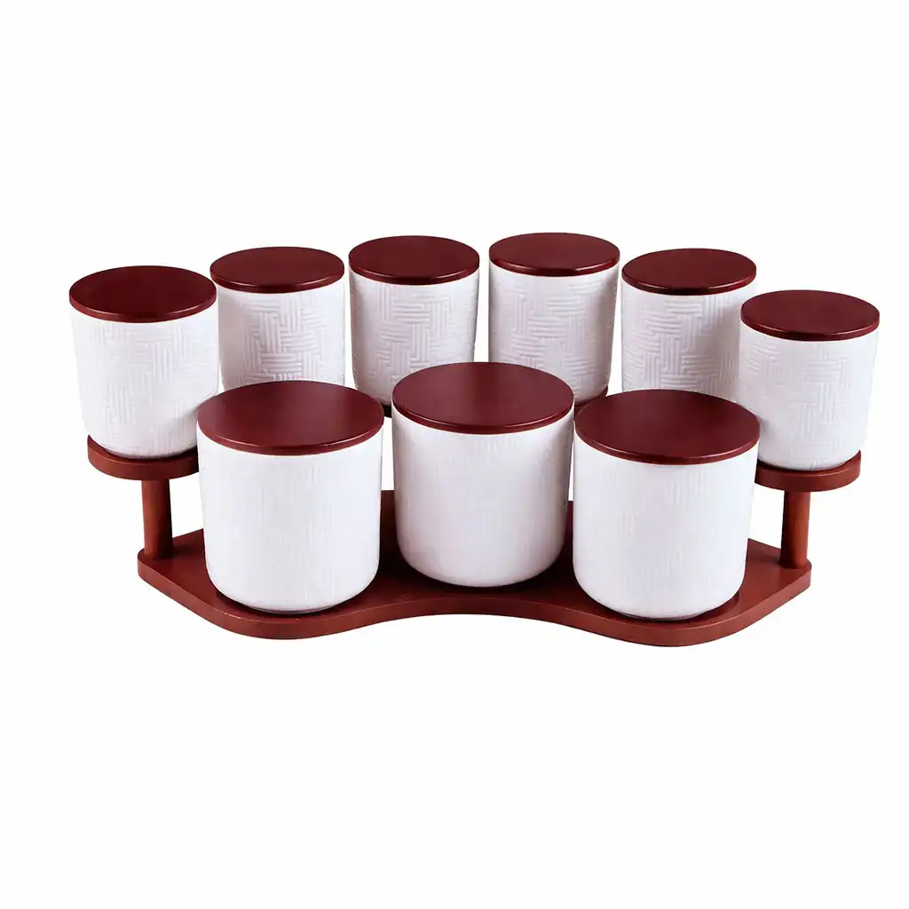 Pandiani Pots à épices, service à épices avec support