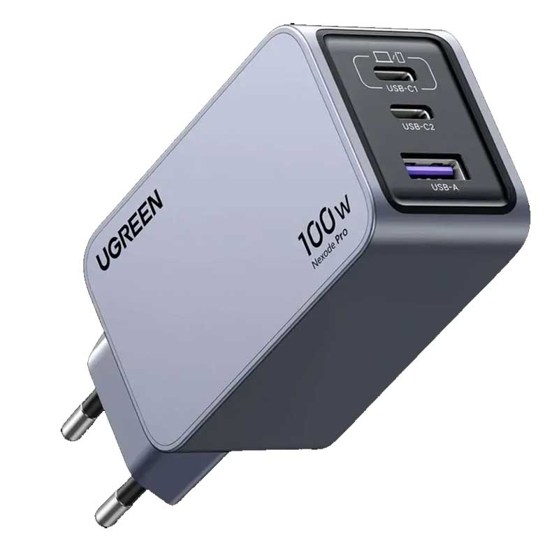 Chargeur rapide UGREEN Nexode Pro 100W GaN 3 ports avec câble USB-C 1,5 m