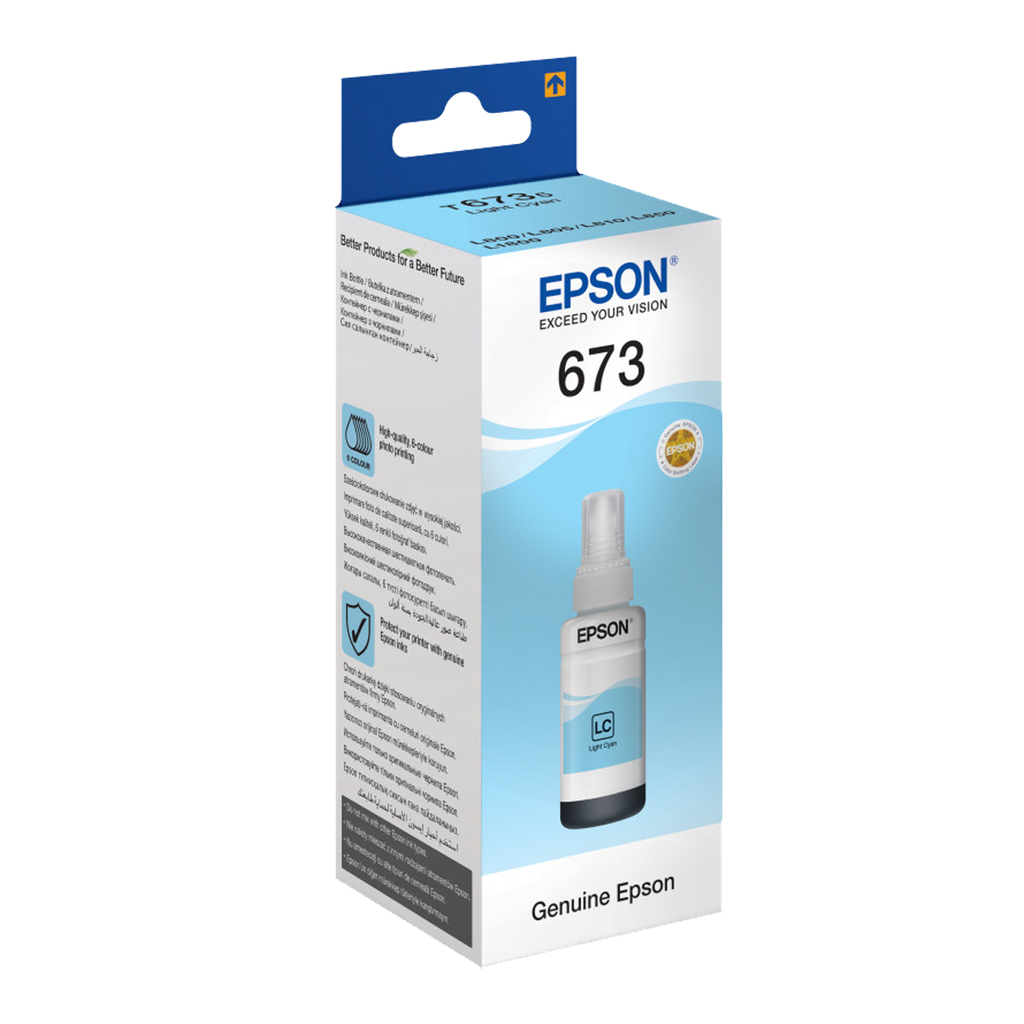 Bouteille d'encre Epson 673 Light Cyan (C13T67354A)