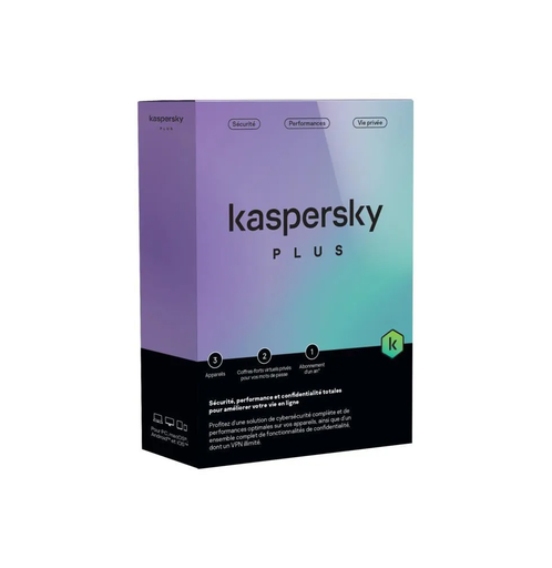 [KL10428BCFS-SLIMMAG] Kaspersky Plus - 3 Postes / 1 an (KL10428BCFS-SLIMMAG)