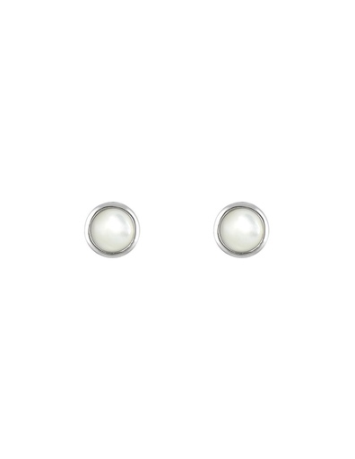 [3E/A661Bl] Boucles d'oreilles Moonstone  'Lou' ornées de Nacre (3E/A661Bl)