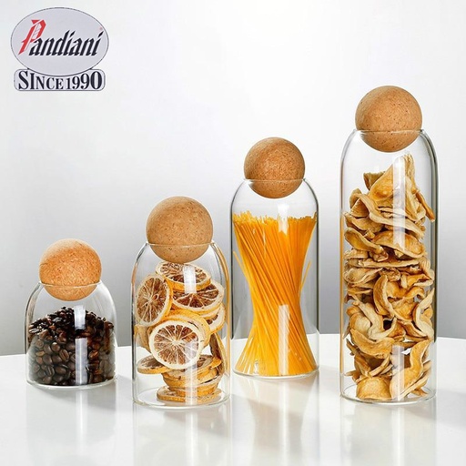 [H4222] Bocaux de rangement Verre Liège 4 pièces PANDIANI