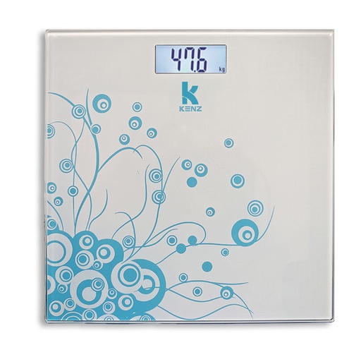 [RTC3051BLEU] Kenz Pèse Personnes Électronique en verre trempé | max 150 kg | Balance Electronique Bleu