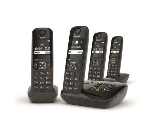 [L36852-H2836-N121] Gigaset AS690 Quattro téléphone sans fil dect Noir avec répondeur