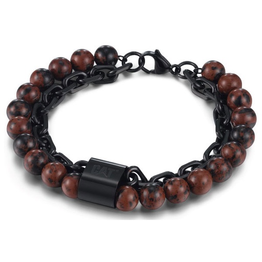 [J013B08114] Bracelet pour homme Caterpillar serti d'obsidiennes (J013B08114)